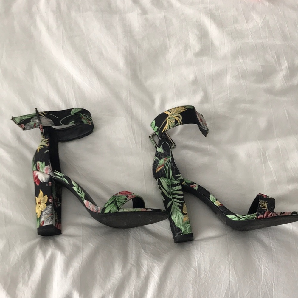 Strappy floral heels